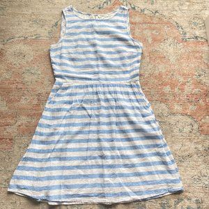 beach lunch lounge Collection Linen Cotton Blue White Stripe Dress Size M